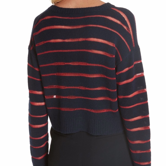 NWT $225 Rag & Bone Penn Sheer Stripe Crop Red / Blue Sweater in size Small! - Picture 7 of 7